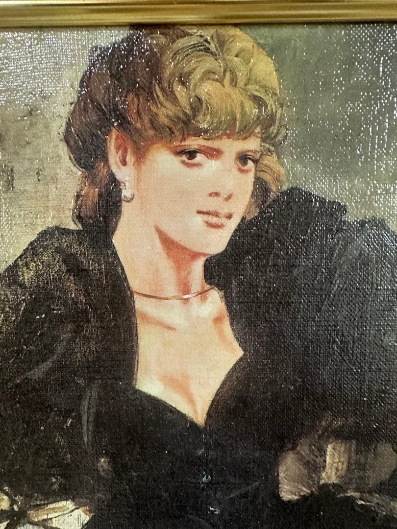 斉藤三郎　絵画　油彩　女性人物画　パリア-ト　インテリア　肉筆