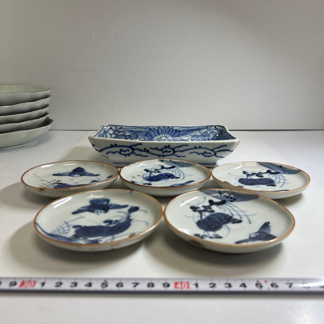 古伊万里　蛸唐草中皿、染付皿等　東Y8-0403④