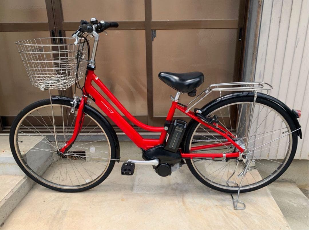 電動自転車　№6948 ヤマハ　PAS CITY 27インチ レッド