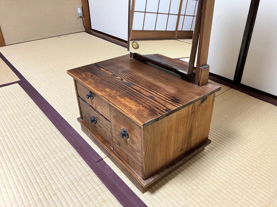 無垢材　鏡台　座鏡　姿見　昭和レトロ　アンティーク