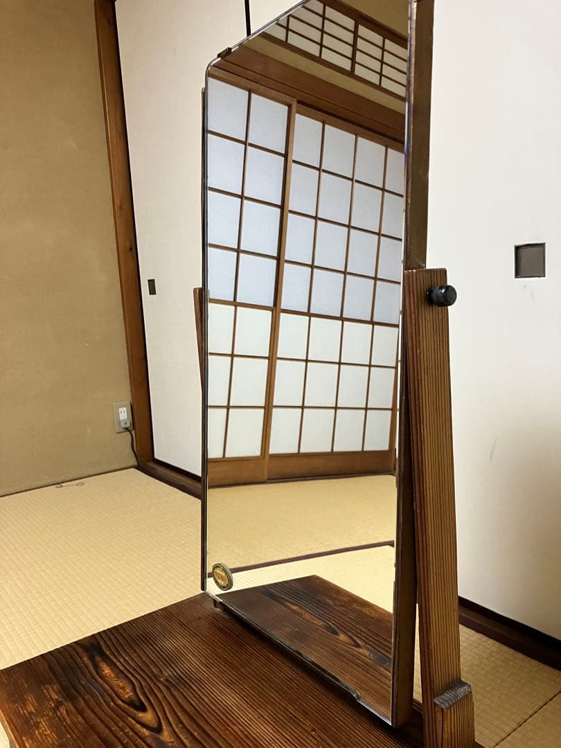 無垢材　鏡台　座鏡　姿見　昭和レトロ　アンティーク