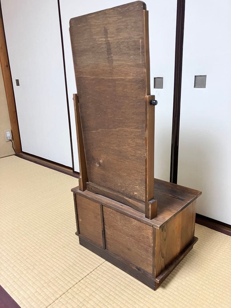 無垢材　鏡台　座鏡　姿見　昭和レトロ　アンティーク