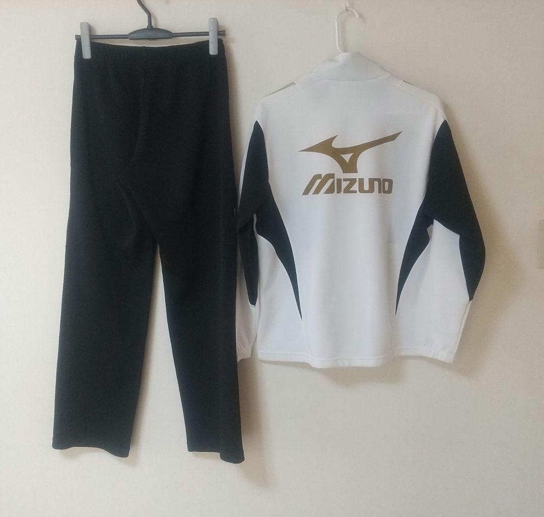MIZUNOミズノセットアップ/ホワイトジャージ金ロゴＬトラックジャケットパンツ