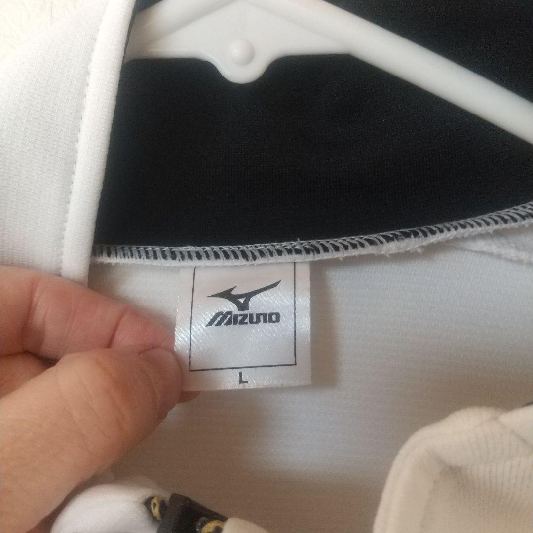 MIZUNOミズノセットアップ/ホワイトジャージ金ロゴＬトラックジャケットパンツ