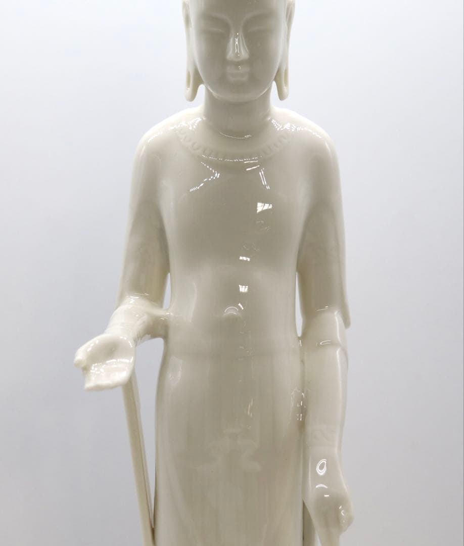 法隆寺百済観音像　白磁　仏教美術　台座い付　共箱　送料込み260220