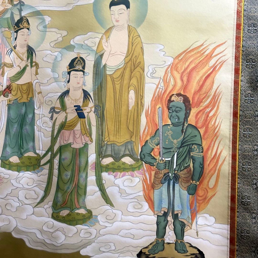 片山白樹「十三佛」掛軸 絹本 共箱 仏画 仏教 仏教美術
