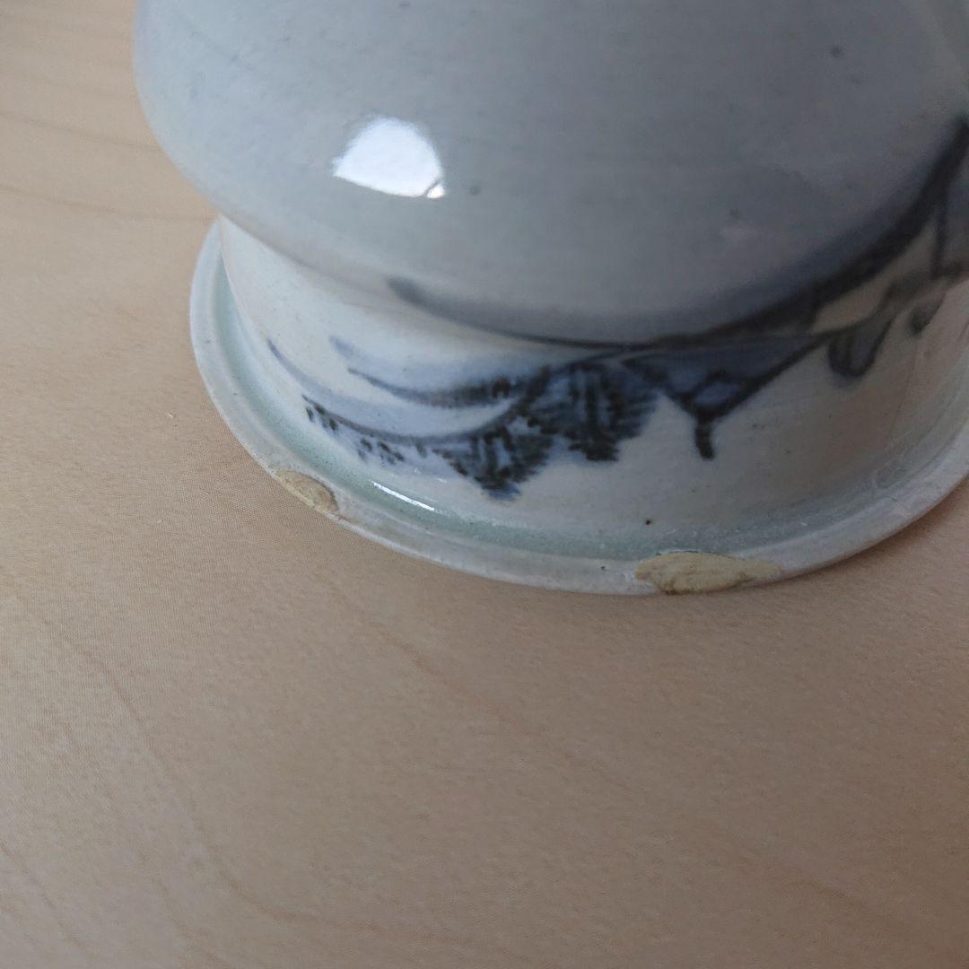 切込焼　香炉　染付山水図