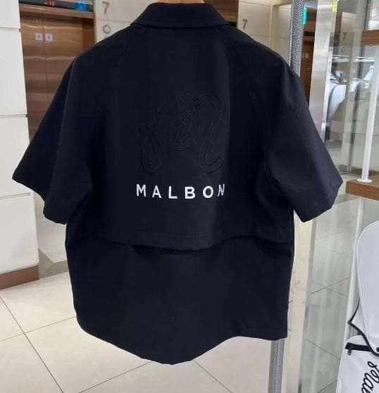 Malbonゴルフメンズ セットアップ ブラック半袖トップス＋ショートパンツ✨
