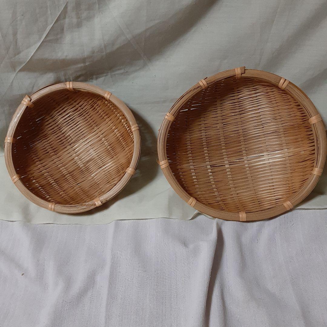 新品同様◆6個セット◆昭和レトロ◆竹細工◆丸型ざる◆竹ざる 古道具