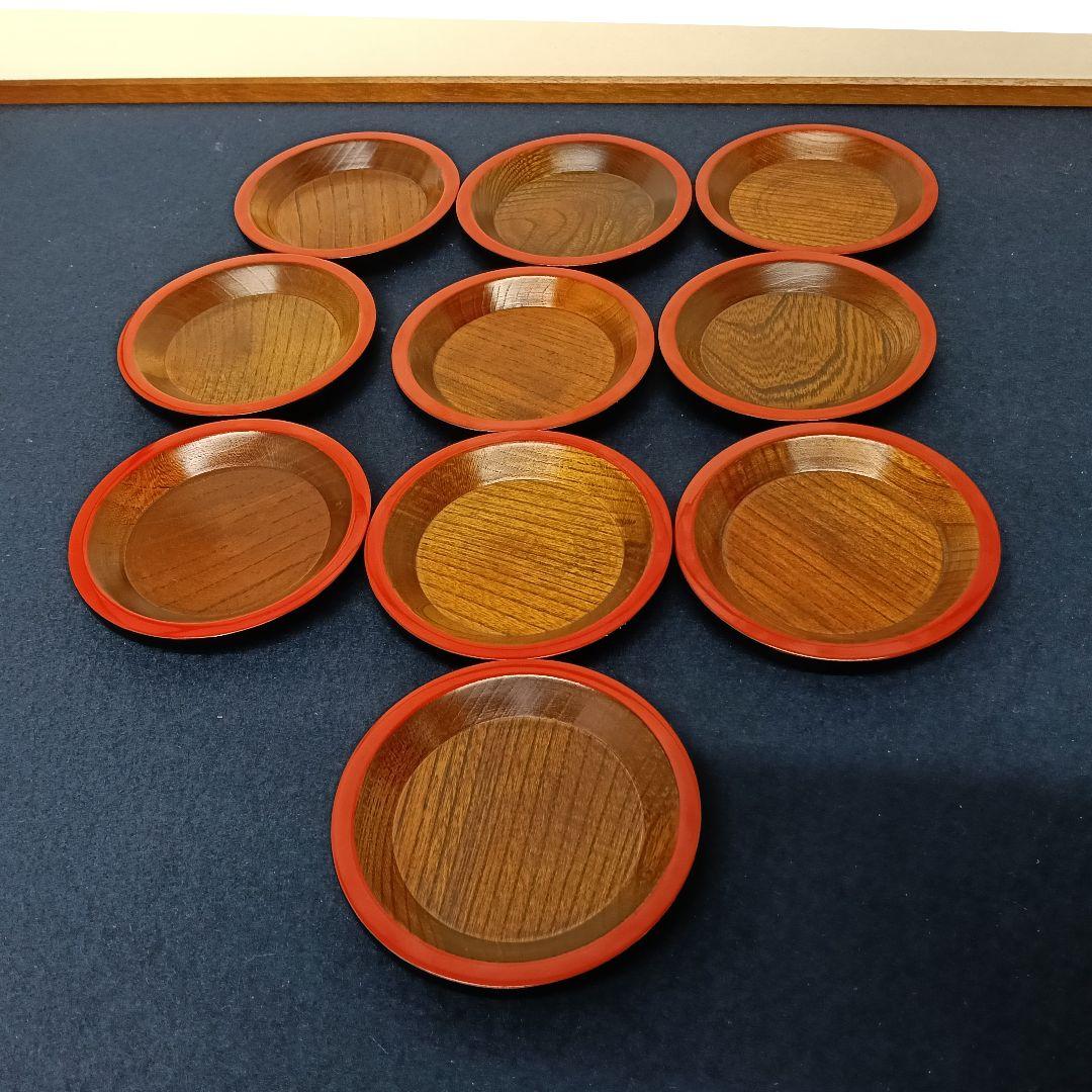 AP60 銘々皿 菓子皿 欅製 10.5cm10枚 15.5cm10枚 美品