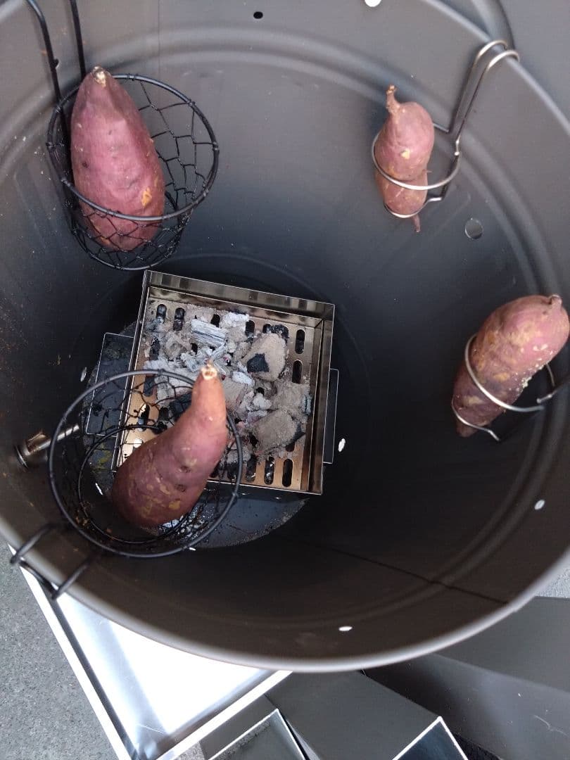 値下げ　簡易型　やきいも釜　炭火焼き芋　ステンレス製ロースター付き　数量限定品