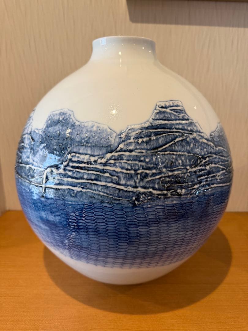 有田焼　藤井朱明作　題名岬　大花瓶　大壷　共箱