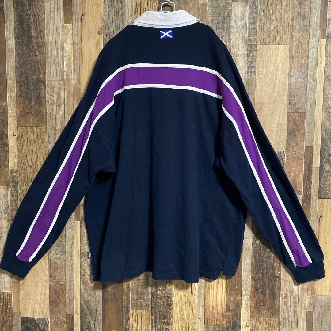 ラグビー ラガーシャツ スコットランド 国旗 ポロシャツ USA古着 90s長袖