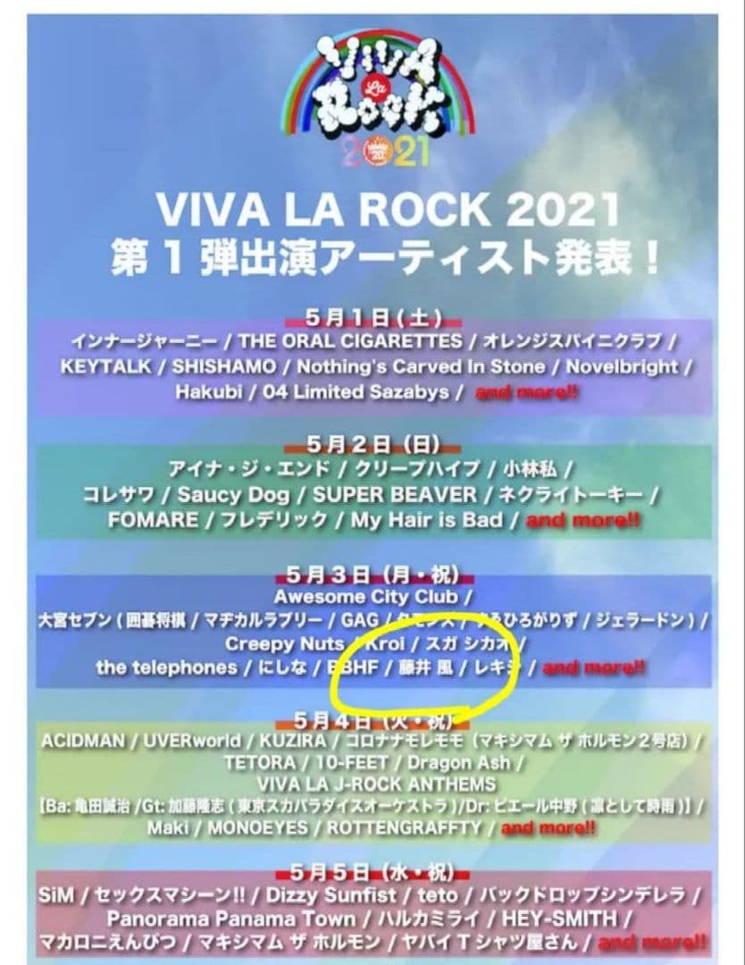 藤井風さん出演　ビバラロック 2021　Tシャツ　M 星　黒　フェス
