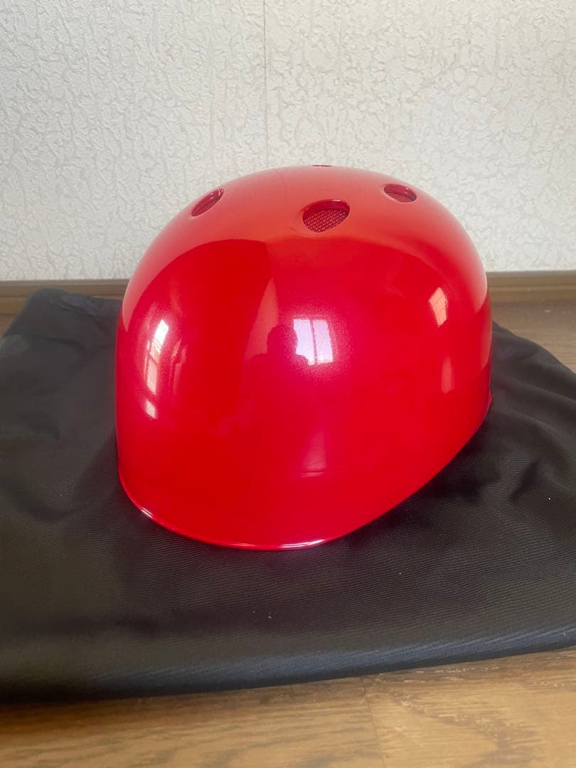 ミズノ　限定　軟式用キャッチャーヘルメットつば付き　メタリックレッド　サイズO