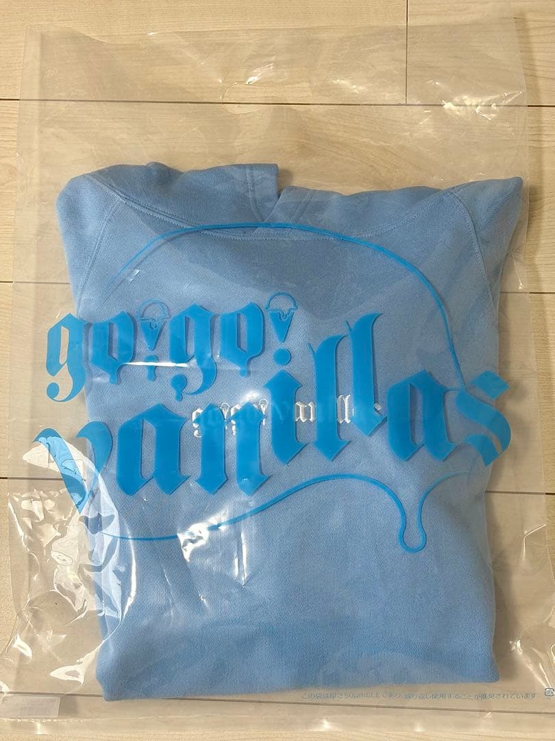 go!go!vanillas 刺繍LOGO HOODIE ブルー (L)