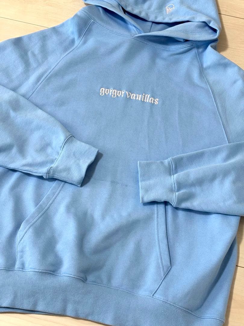 go!go!vanillas 刺繍LOGO HOODIE ブルー (L)