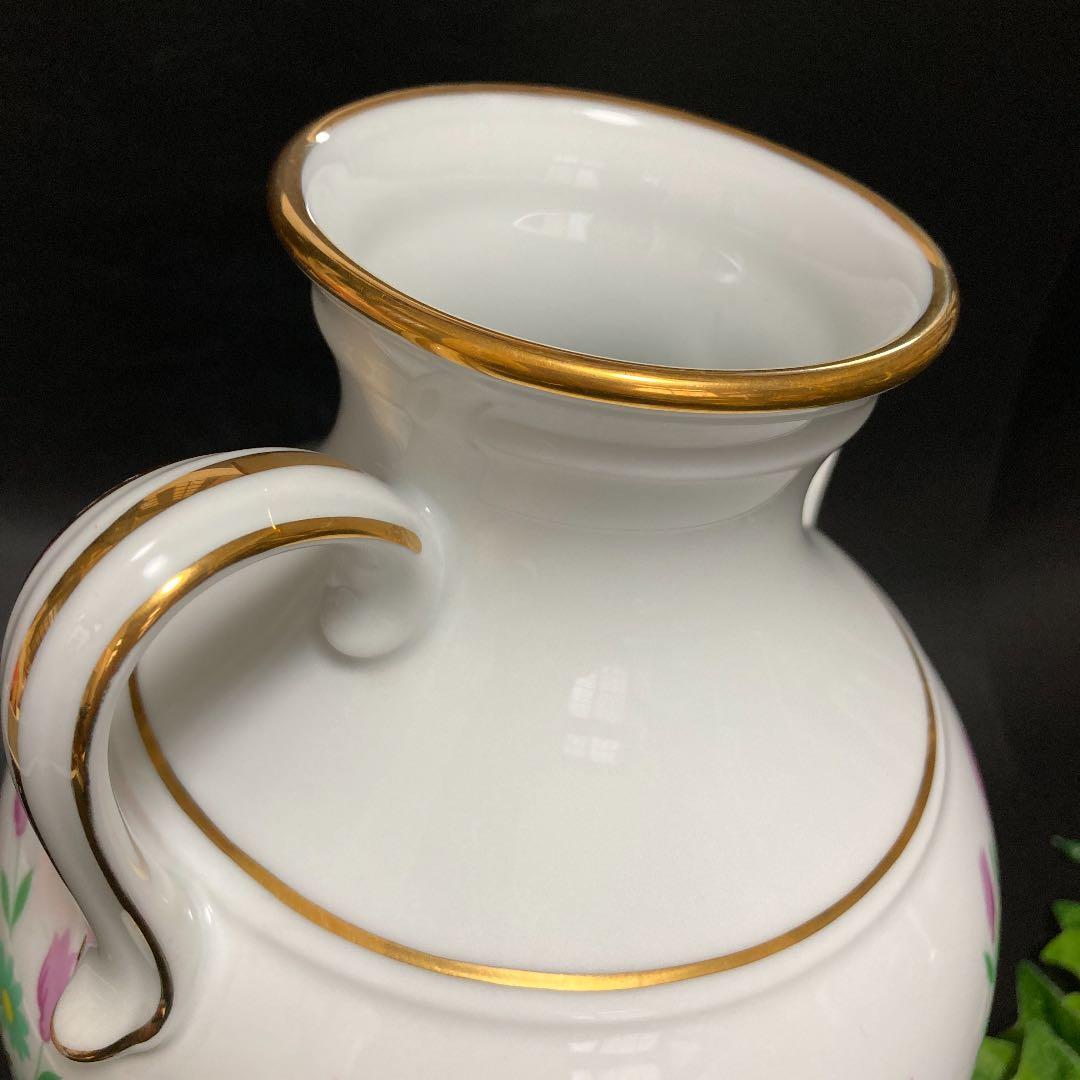 アンティーク　ノリタケ 金彩花柄　耳付花瓶　フラワーベース　花入　壺　レトロ