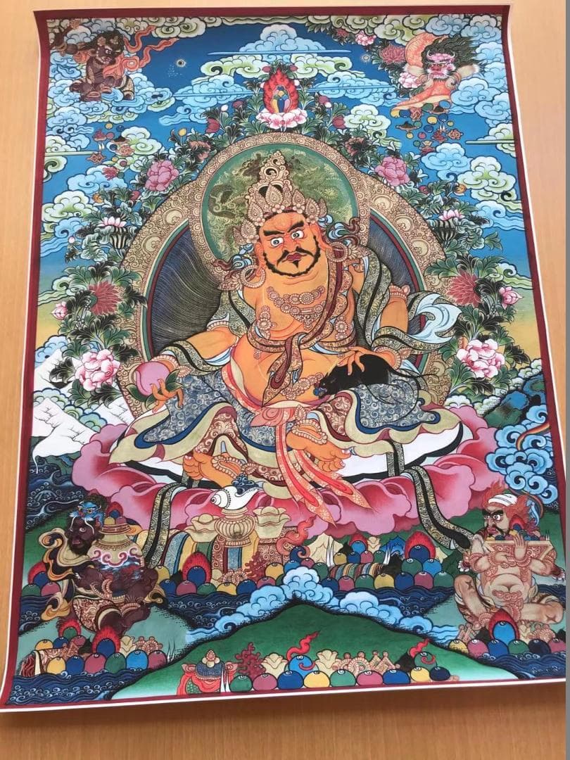 h23# 仏画 黄財神 唐卡 タンカ Thang-ga 装飾画民间文化芸術