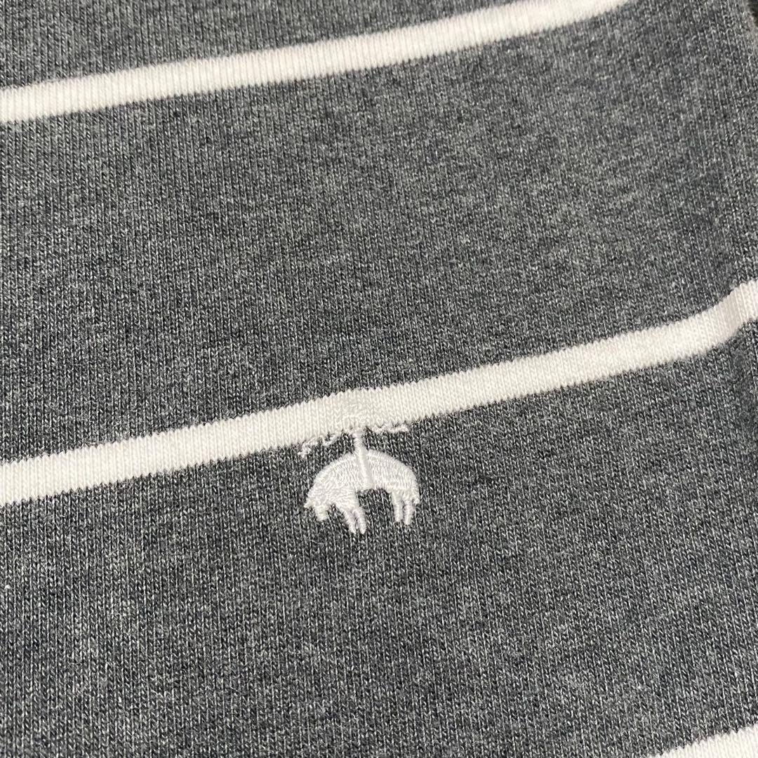 美品　ブルックスブラザーズ　ラガーシャツ　ロゴ刺繍　グレー　ボーダー　長袖　厚手
