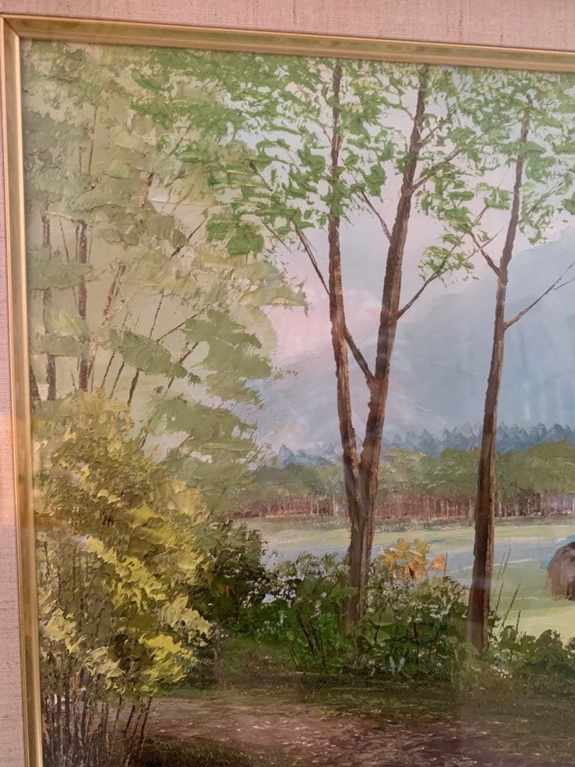 ①桜木稔 油彩画Ｆ６サイズ❤️北海道 春の美瑛 直筆サイン入 自身直接購入