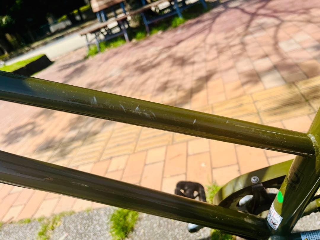 【比較的美品】大容量カゴ付き 27型シティサイクル モスグリーン 動作良好