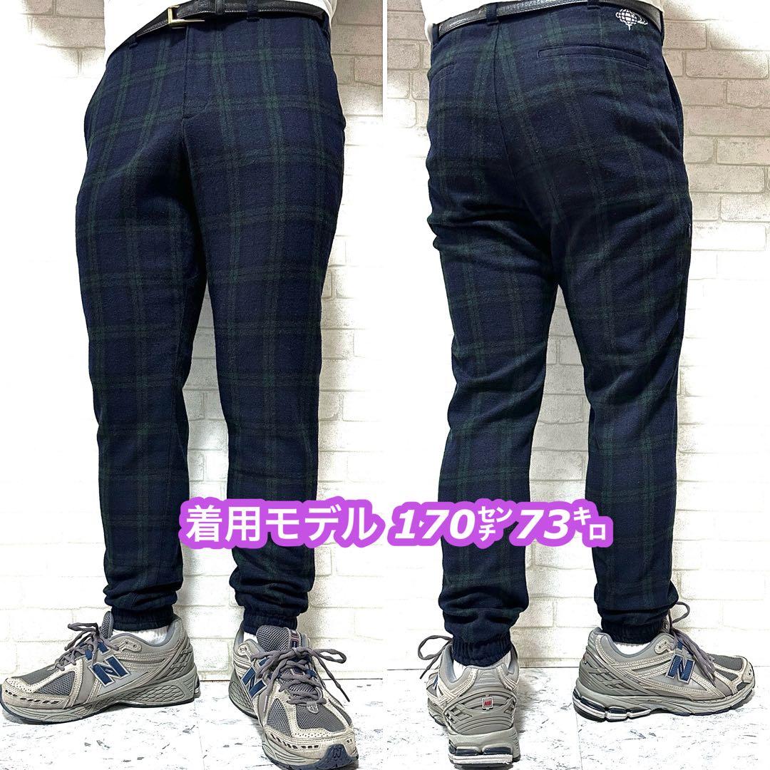 BEAMS GOLF ウール チェック柄ストレッチイージーパンツ サイドポケット