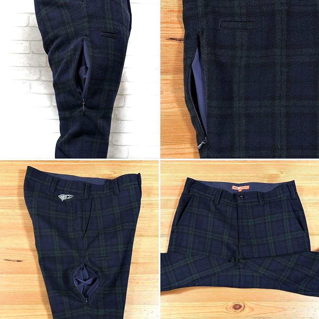 BEAMS GOLF ウール チェック柄ストレッチイージーパンツ サイドポケット