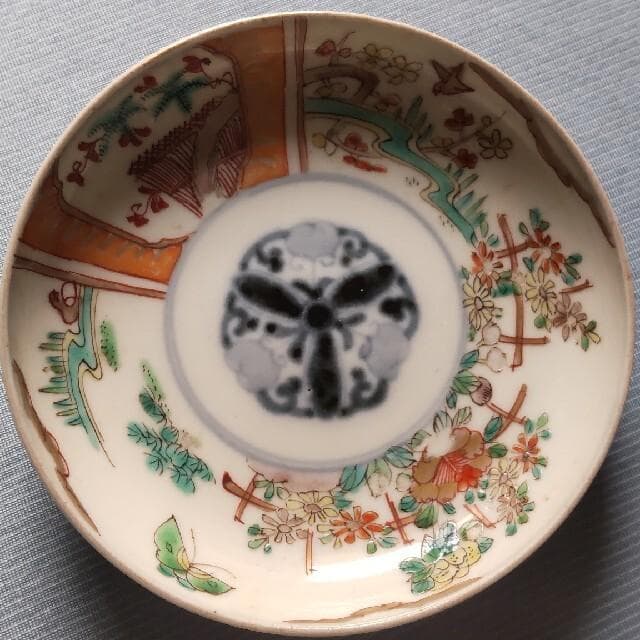 江戸幕末＊明治大正ロマン＊時代物！色絵皿＊訳あり含めた４枚＊銘々皿＊小皿＊骨董