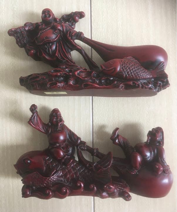 布袋様　置物　6セット　縁起物　七福神　置物　レトロ　漆塗り 木彫 起物