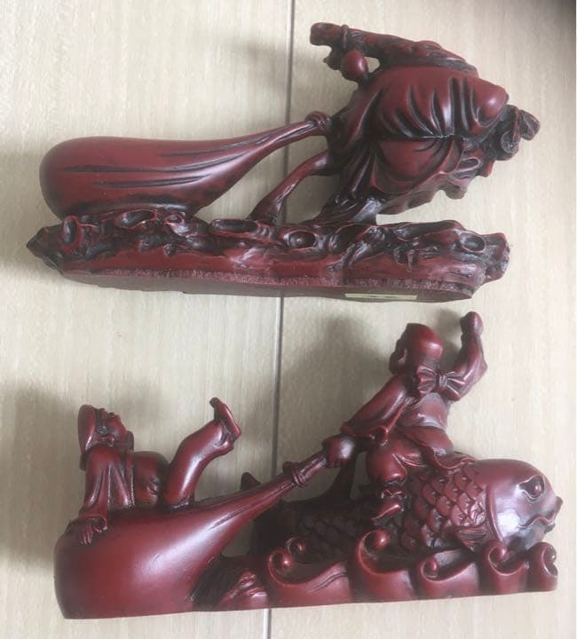 布袋様　置物　6セット　縁起物　七福神　置物　レトロ　漆塗り 木彫 起物