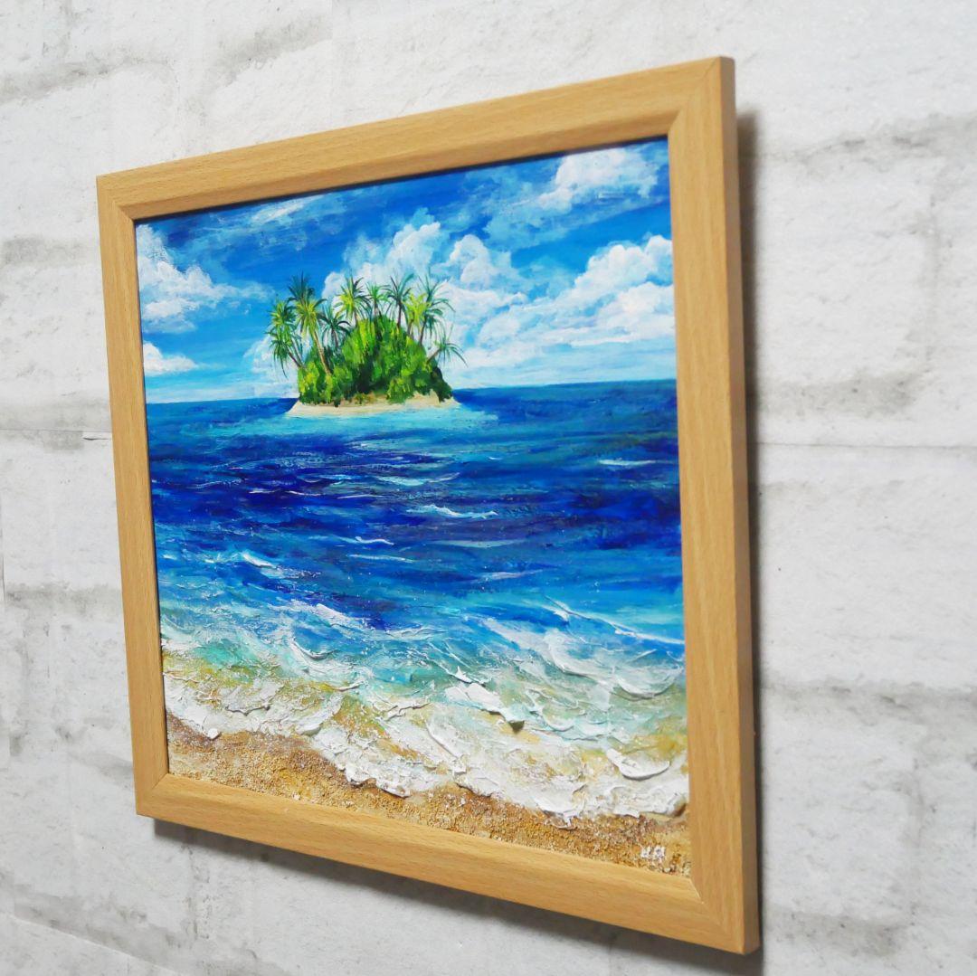 油絵 油彩 油彩画 絵 絵画【海の先に見える小島】
