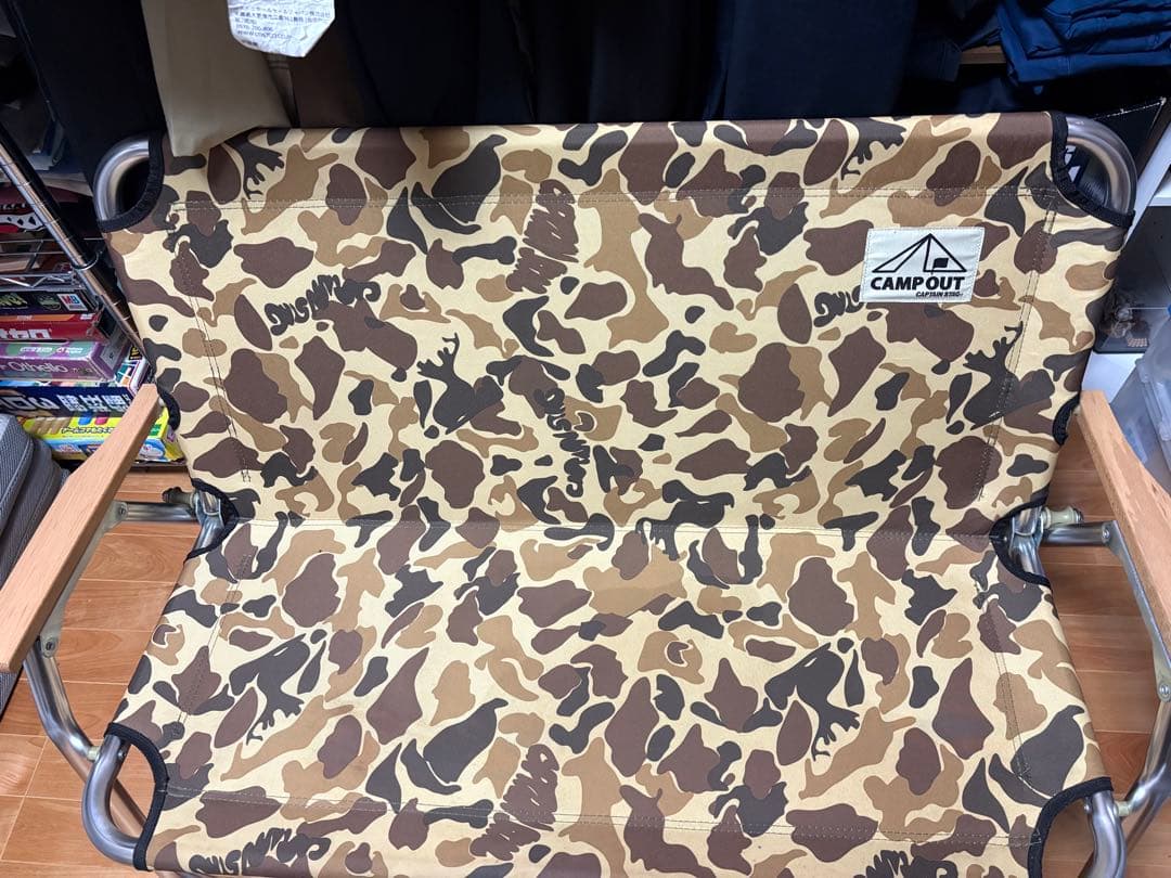 【希少】廃盤品 CAPTAIN STAG アルミ背付ベンチ　ダックカモ