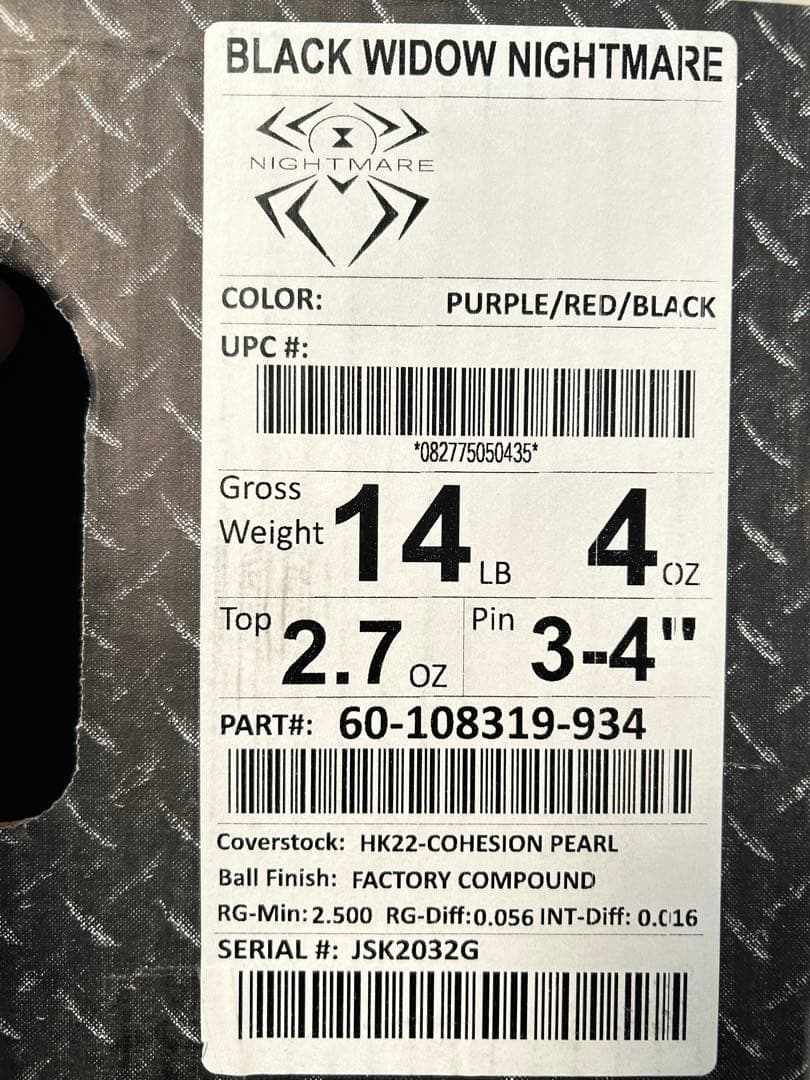 BLACK WIDOW NIGHTMARE 14LB ボウリングボール