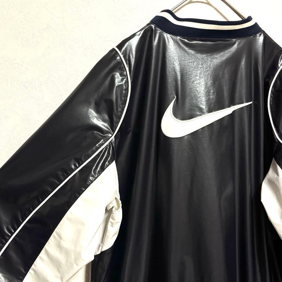NIKE ナイロンエナメルプルオーバーシャツ 刺繍ロゴ　野球ピステ　黒　L