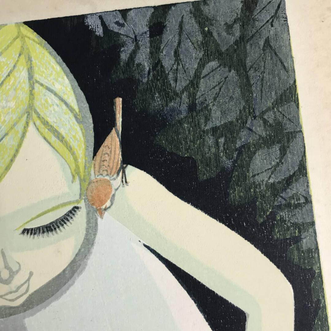 【真作】池田修三 1972年 希少 作品【すずめ】サイズ 445×315mm
