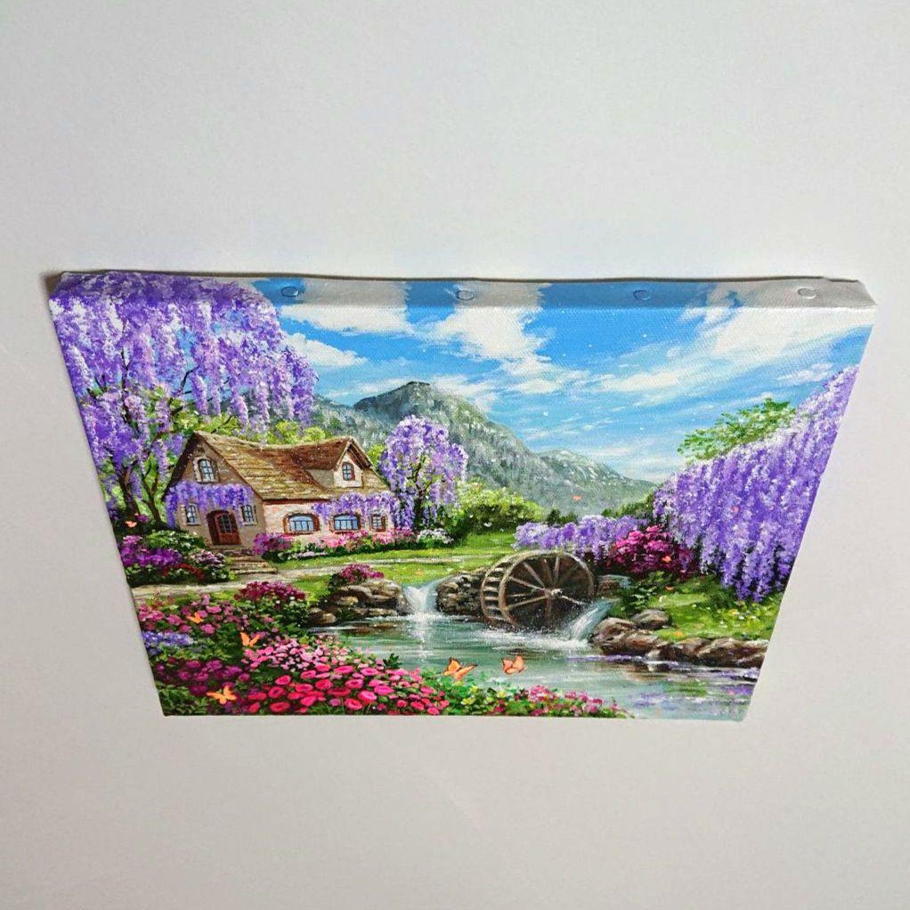 【藤の花が咲く頃】アクリル画 F3 風景画 絵画