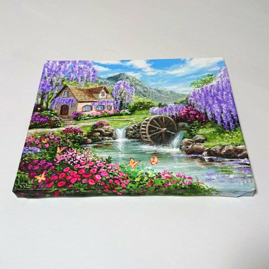 【藤の花が咲く頃】アクリル画 F3 風景画 絵画