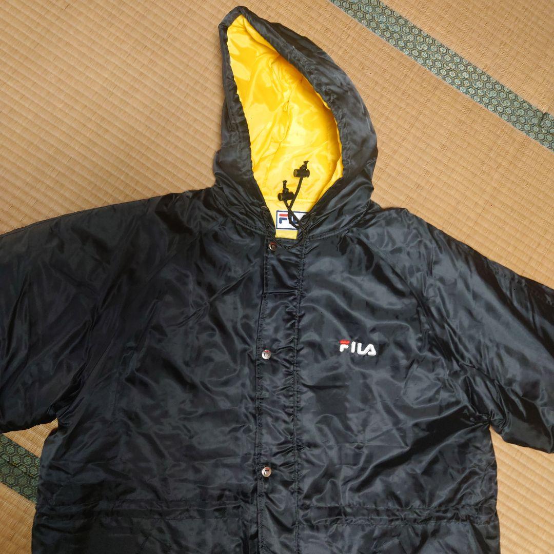 FILA ベンチコート 黒 フード付き サイズL・レトロ