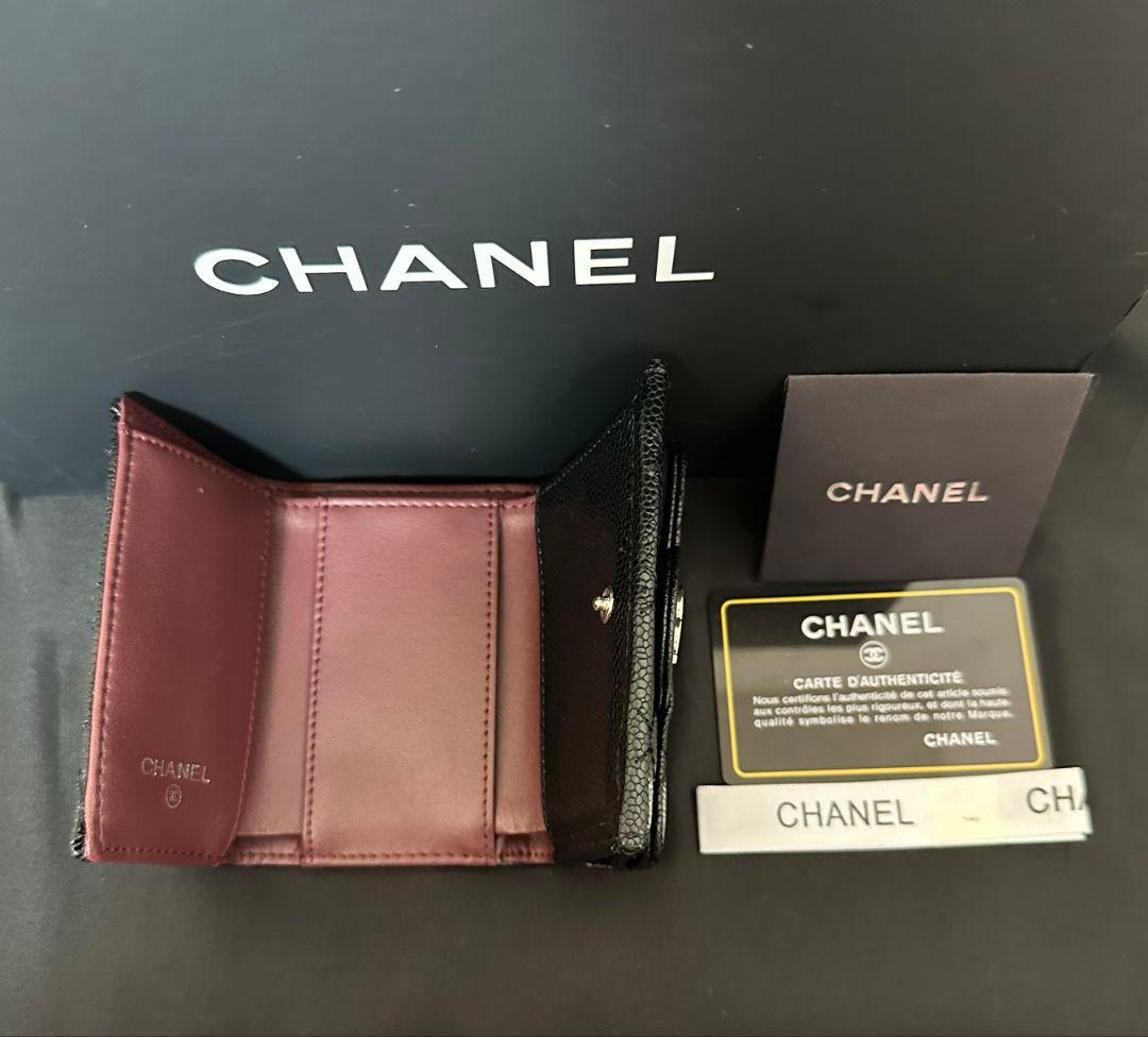 CHANEL ノベルティ キルティング レザー 財布ブラック