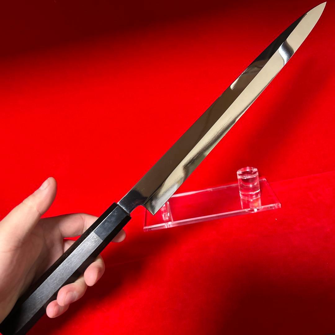 包丁　フグ引く　柳刃　尺　鏡面仕上げ　切味抜群　箱付　未使用品