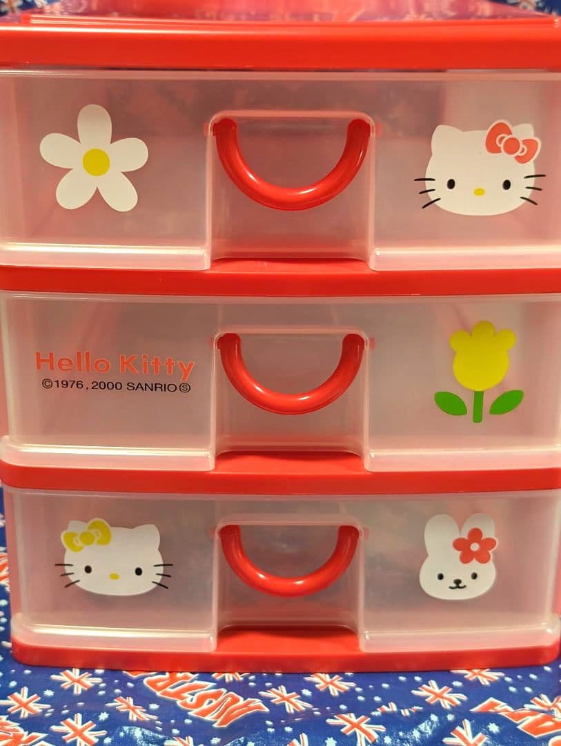 平成レトロ ハローキティ 3段チェスト引き出し 小物入れ 収納 サンリオ　中古品