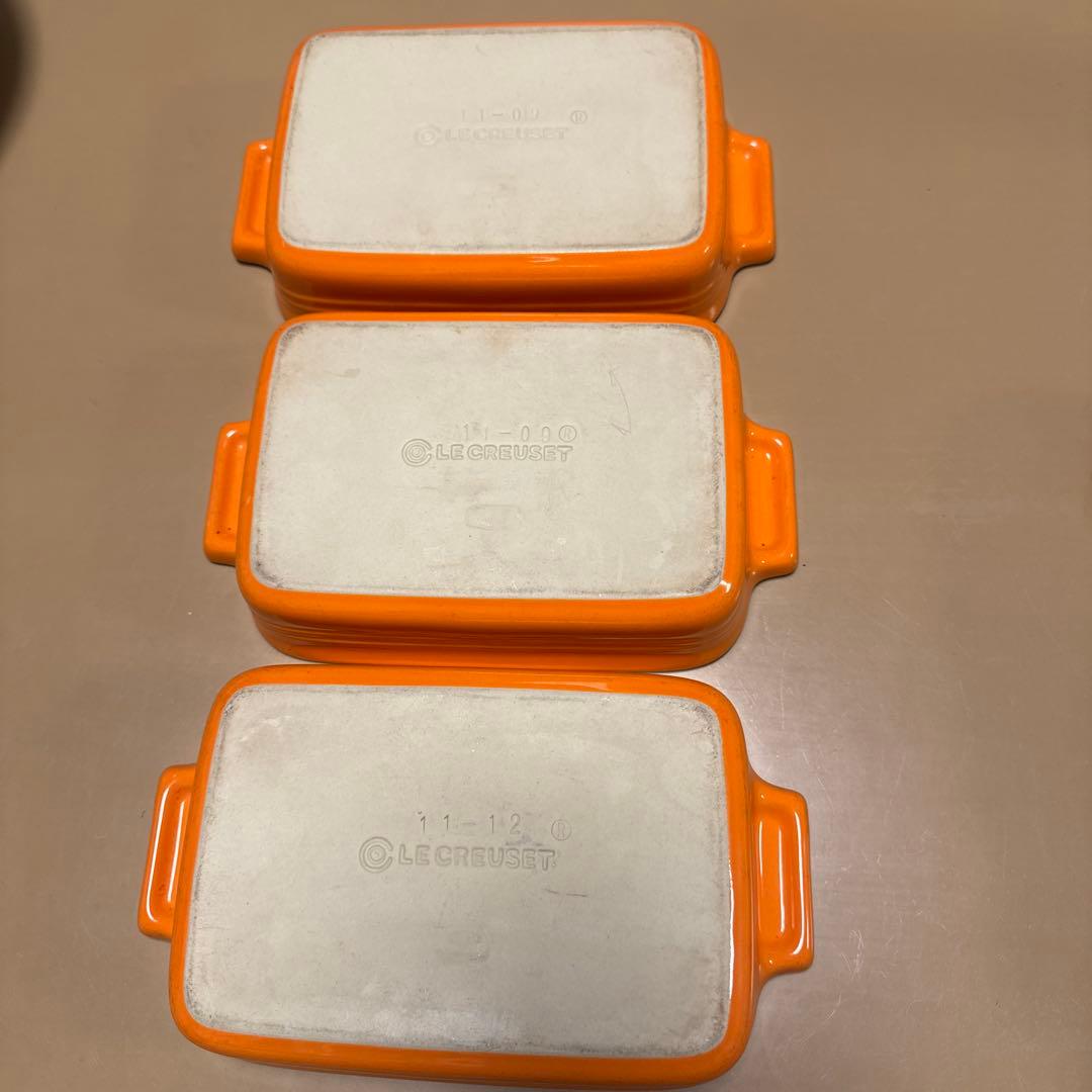 LE CREUSET オレンジ 耐熱皿 3個セット