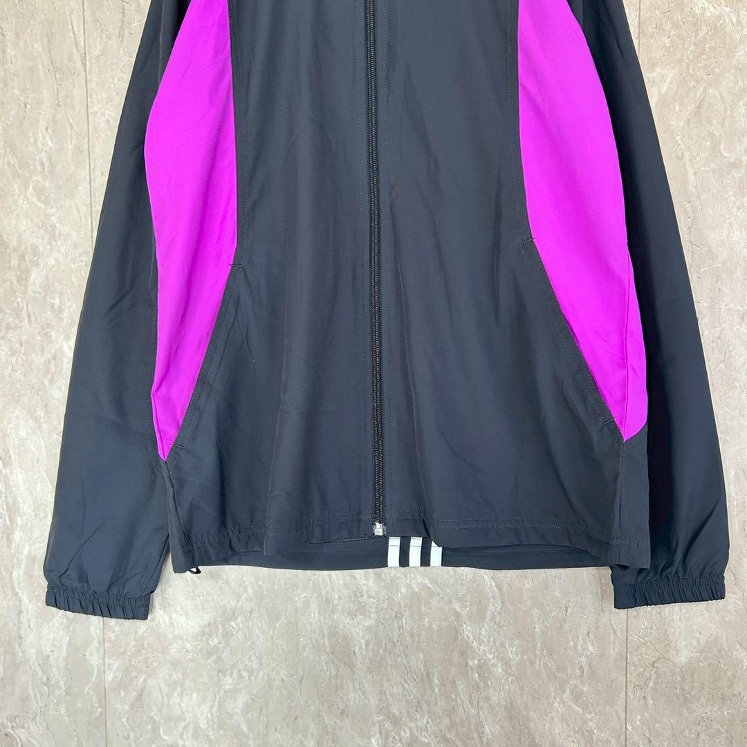 【アディダス】美品✨タグ付スタンドカラーナイロンジャケット M 黒、紫 メッシュ