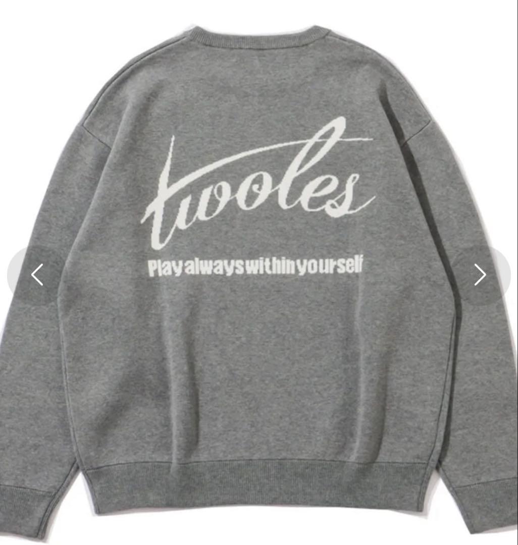 新品！定価1万3200 twolesジャガードロゴニット （gray） ゴルフ