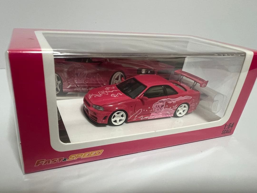 ミニカー Skyline GT-R34 Pink Fast&Furious Figure