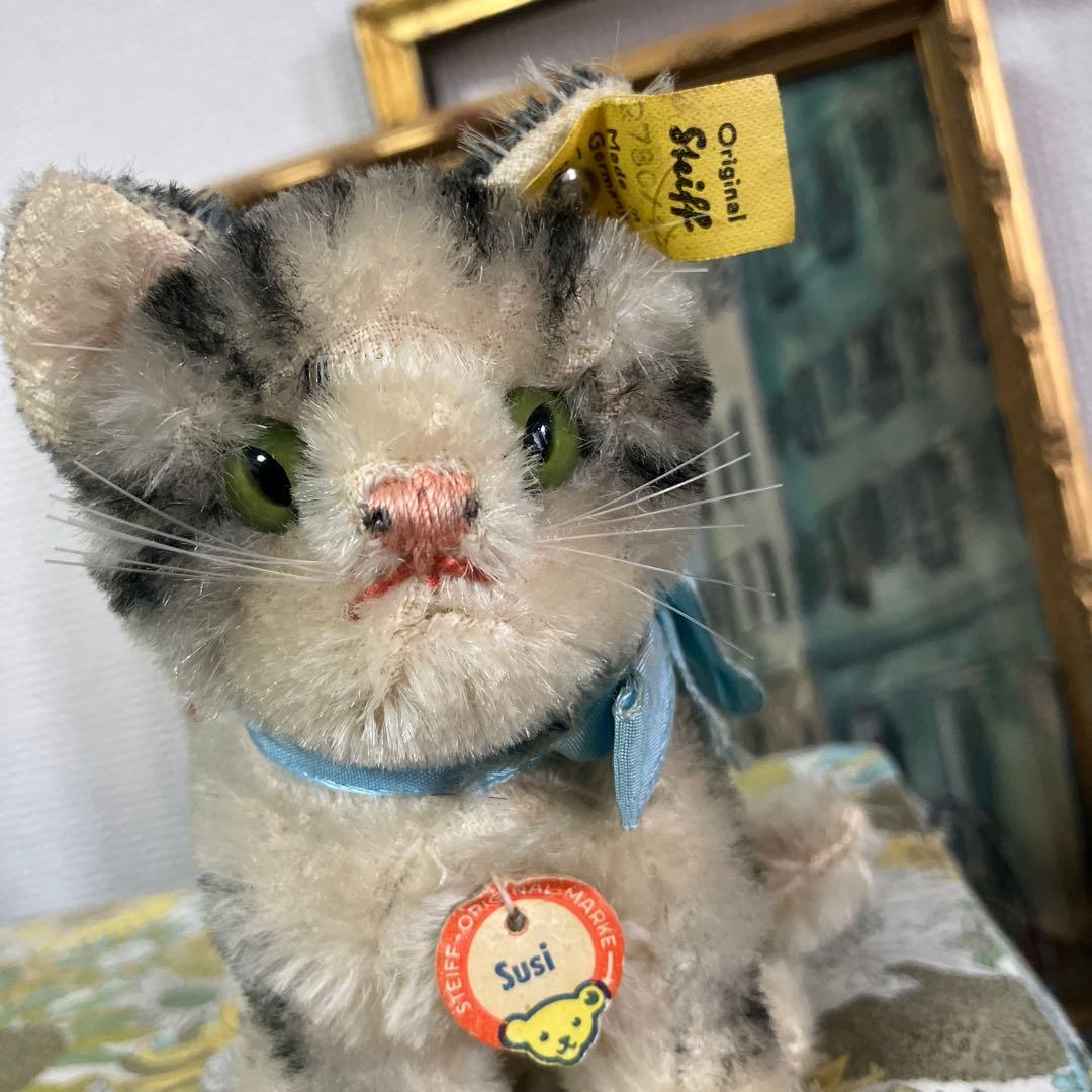 アンティーク　シュタイフ　猫のスージー　Susi お口の小さな美人さん