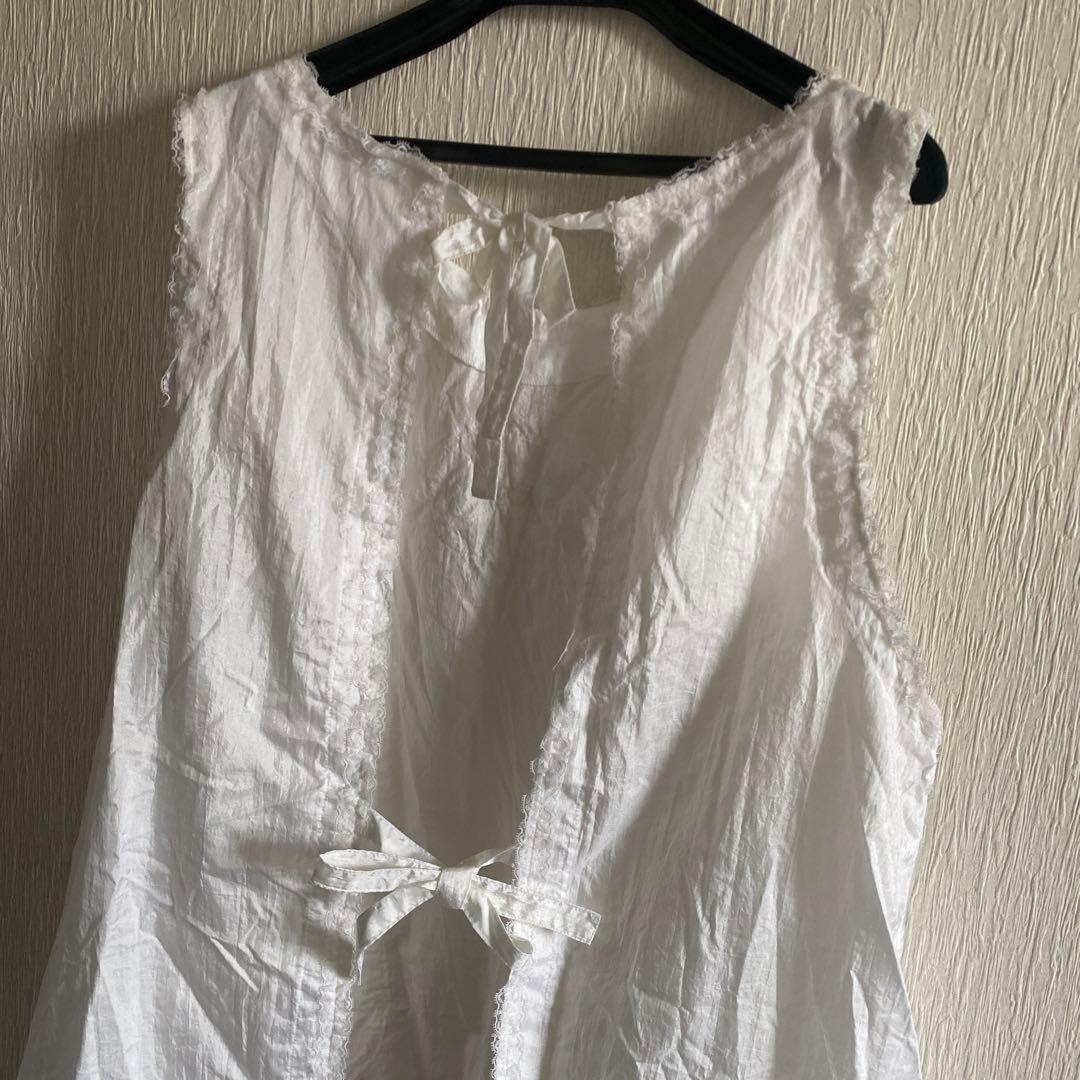 新品　Elize ホワイトエプロン ナイロン100%