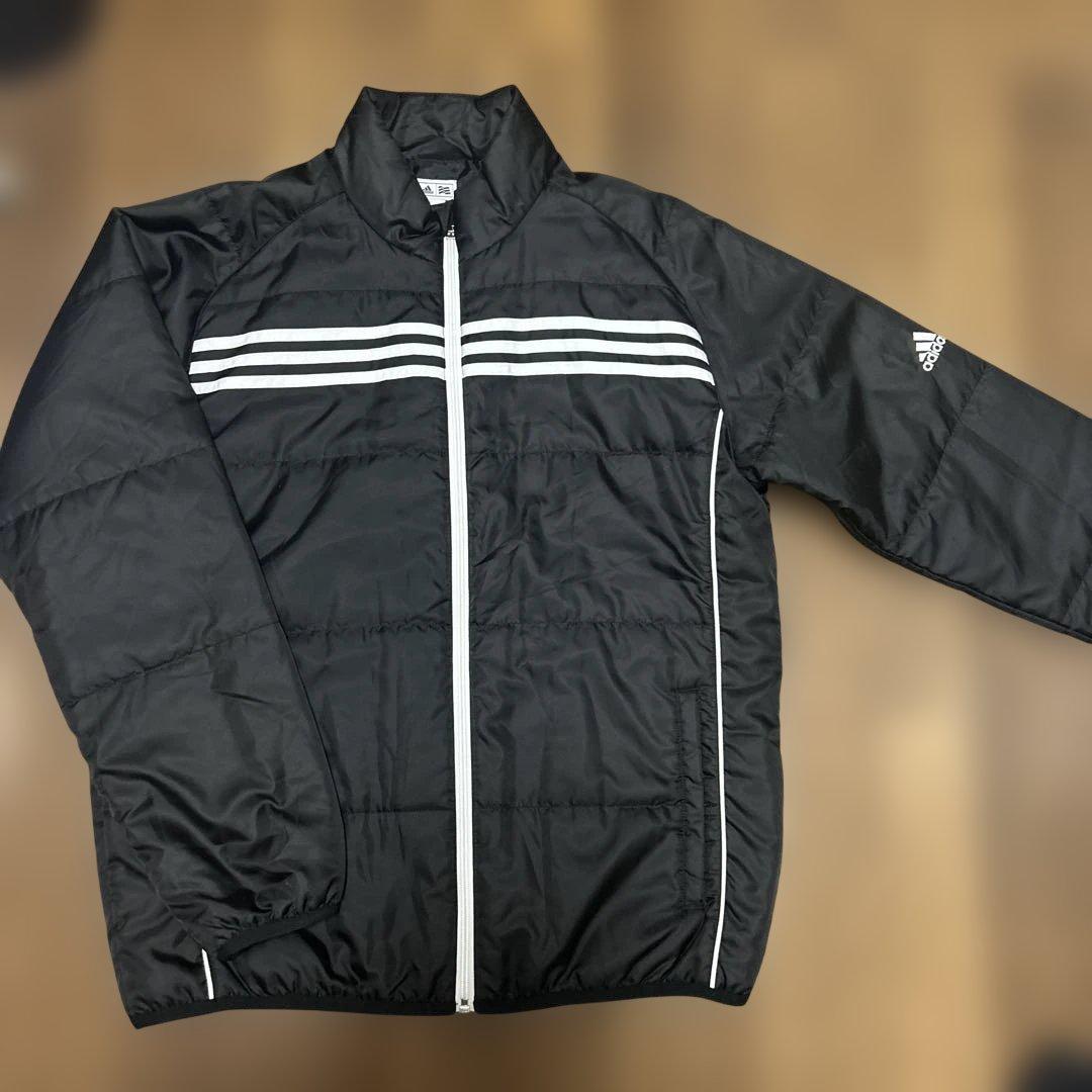 adidas ブラック ジャージ上下セット　ナイロンジャケット 黒　LL 中綿