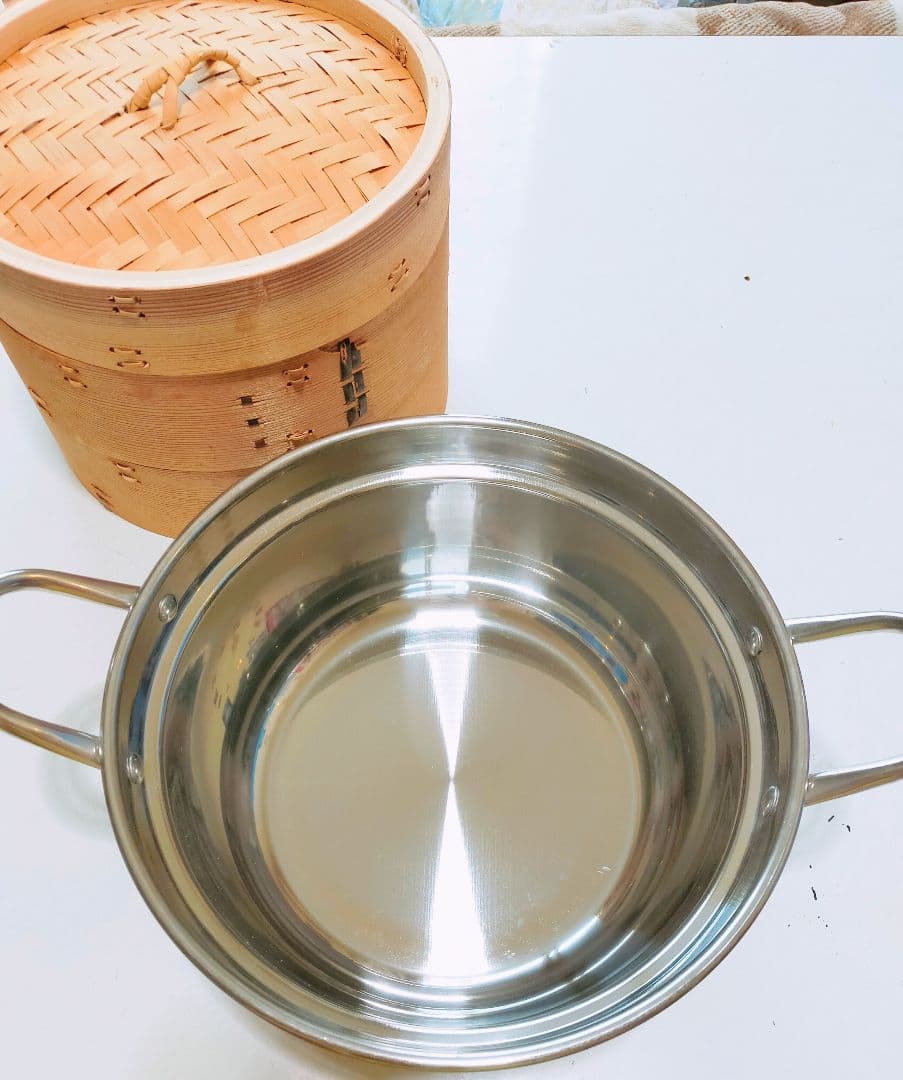 未使用 中華せいろ かごや 21cm 3段セット 竹 蒸籠 セイロ 蒸し器